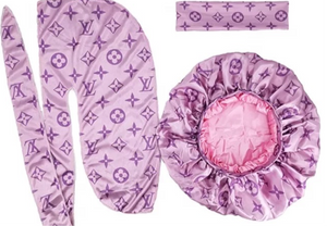 Purple Silk LV BONNET or DURAG