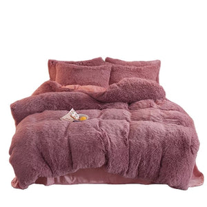 5 Piece Plush Bedding- Rose Gold