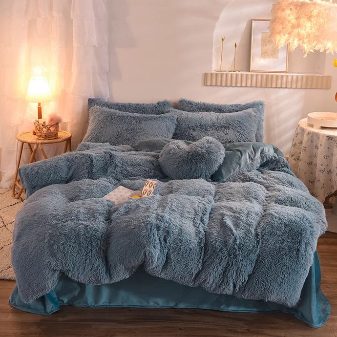 5 Piece Plush Bedding- Gray