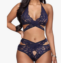 Load image into Gallery viewer, Wrap It Up 2 Piece Lingerie- Blue
