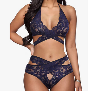 Wrap It Up 2 Piece Lingerie- Blue